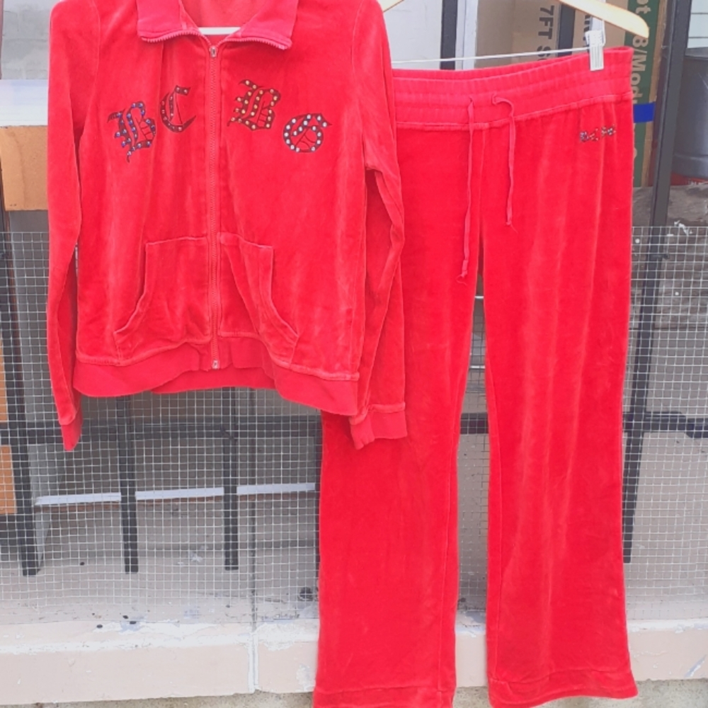 BCBG red velour tracksuit size XL